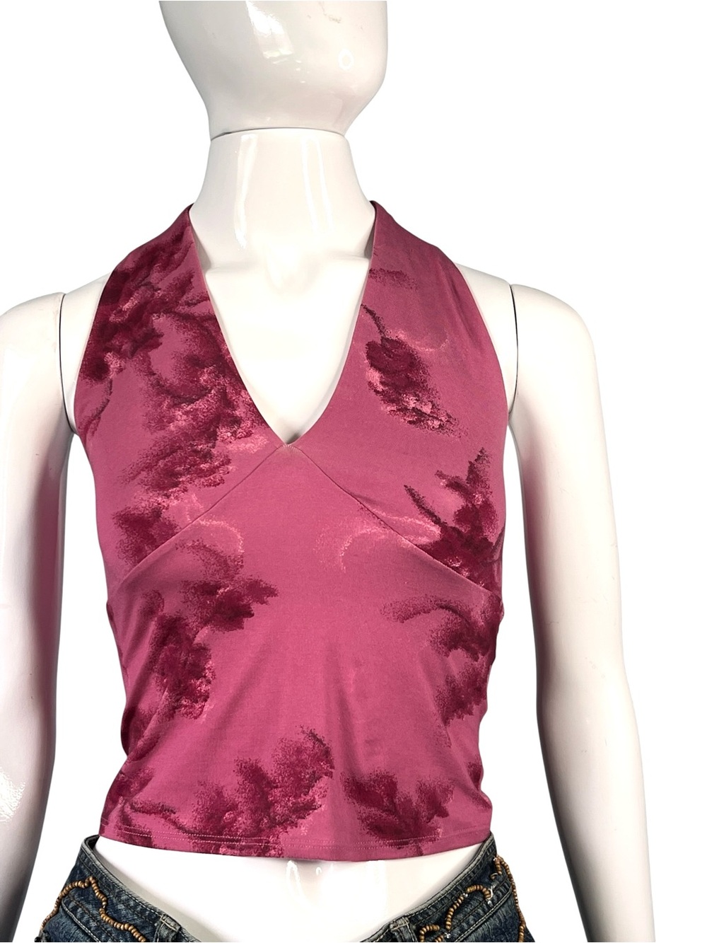 NWT Reformation Pink Bowie Knit V-Neck Abstract Floral Tank Top Sz XS